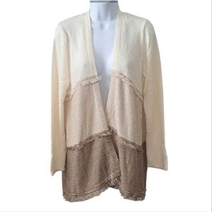 Style & Co Ombre Sweater Open Front Fringe Accent Size Medium